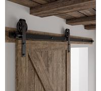 Rail Porte Coulissante 122cm Kit Roulette Suspendue Systeme Noir pour 1 Porte Coulissante Interieur 61cm Large, Milieu Roue J-forme