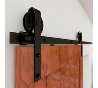 Rail Porte Coulissante 173cm Kit Roulette Suspendue Systeme Noir pour 1 Porte Coulissante Interieur 86cm Large, Milieu Roue J-forme