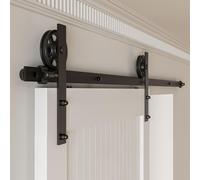 Rail Porte Coulissante 203cm Kit Roulette Suspendue Systeme Noir pour 1 Porte Coulissante Interieur 101cm Large, Milieu Roue I-forme