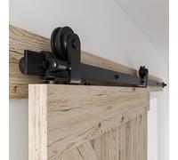 Rail Porte Coulissante 203cm Kit Roulette Suspendue Systeme Noir pour 1 Porte Coulissante Interieur 101cm Large, Petite Roue T-forme
