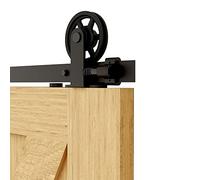 Rail Porte Coulissante 214cm Kit Roulette Suspendue Systeme Noir pour 1 Porte Coulissante Interieur 107cm Large, Milieu Roue T-forme