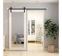 Rail Porte Coulissante 224cm Kit Roulette Suspendue Systeme Noir pour 1 Porte Coulissante Interieur 112cm Large, Petite Roue J-forme