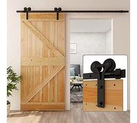 Rail Porte Coulissante 243cm Kit Roulette Suspendue Systeme Noir pour 1 Porte Coulissante Interieur