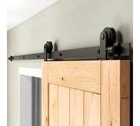 Rail Porte Coulissante 295cm Kit Roulette Suspendue Systeme Noir pour 1 Porte Coulissante Interieur 147cm Large, Petite Roue T-forme