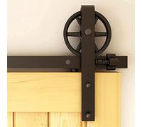 Rail Porte Coulissante 325cm Kit Roulette Suspendue Systeme Noir pour 1 Porte Coulissante Interieur 162cm Large, Grande Roue J-forme