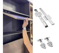 Rail Porte Coulissante Coulisse pour Portes Coulissantes Escamotables 350, 450, 550, 600 mm, Kit de Quincaillerie pour Portes Coulissantes D'armoire avec Charnières(Silver,20inch/500mm)