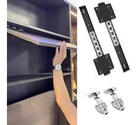 Rail Porte Coulissante Coulisse pour Portes Coulissantes Escamotables 350, 450, 550, 600 mm, Kit de Quincaillerie pour Portes Coulissantes D'armoire avec Charnières(Black,16inch/400mm)