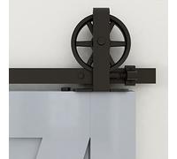 Rail Porte Coulissante Double 183cm Kit Roulette Suspendue Systeme Noir pour 2 Porte Coulissante Interieur 45cm Large, Grande Roue T-forme