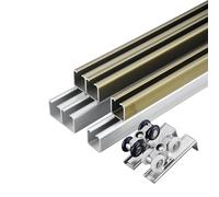 Rail Porte Coulissante Double Plafond, Kit de Rail en Aluminium pour Porte Coulissante de Placard, Kit Renovation Porte Interieure - Fonctionnement Fluide et Silencieux