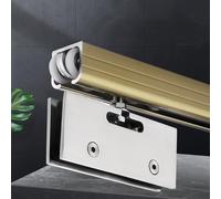 Rail Porte Coulissante en Verre de 10-12 mm Kit de Quincaillerie pour Porte Coulissante en Verre avec Roulettes Silencieuses pour Bibliothèque Vitrine - Installation au Plafond(0.9m(3.0ft))