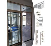 Rail Porte Coulissante Ensemble de Rails Et de Quincaillerie pour Porte Coulissante Double en Bois, Kit de Guidage pour Porte Moustiquaire de Patio, Guide de Porte(160cm/62.9inch)