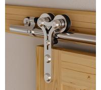 Rail Porte Coulissante Inox 171cm Kit Roulette Suspendue Systeme Noir pour 1 Porte Coulissante Interieur 85cm Large, Acier Inoxydable Y Forme