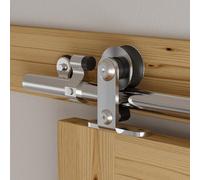 Rail Porte Coulissante Inox 305cm Kit Roulette Suspendue Systeme Noir pour 1 Porte Coulissante Interieur 152cm Large, Acier Inoxydable T Forme