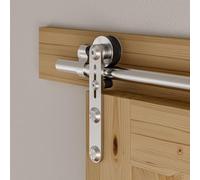 Rail Porte Coulissante Inox 305cm Kit Roulette Suspendue Systeme Noir pour 1 Porte Coulissante Interieur 152cm Large, Acier Inoxydable I Forme