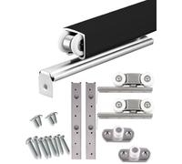 Rail porte coulissante Kit De Quincaillerie For Porte Coulissante À Une Poche, Rail Robuste For Porte De Grange De 60/66/80 Pouces, Kit De Suspension For Porte De Garage, Noir(94cm/37inch)