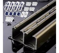 Rail Porte Coulissante Kit de Quincaillerie pour Double Porte Coulissante, Système de Rails Coulissants pour Portes Coulissantes, Fenêtres, Placards et Portes Coulissantes(Champagne,2.8m/9.2ft)