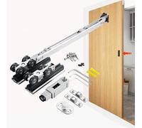 Rail Porte Coulissante Kit de Quincaillerie pour Porte Coulissante à Fixation Murale, Rail Noir à Ouverture Par Clic, Rail de Porte Fluide et Silencieux(9.7ft(295.7cm))