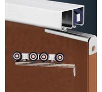 Rail porte coulissante Kit De Quincaillerie Pour Porte Grange À Dérivation, Rails En Aluminium Robustes, Système Dissimulés, Montage Mural Au Plafond Avec 8 Roulettes(280cm/9.2ft)