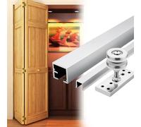 Rail Porte Coulissante Kit de Quincaillerie pour Porte Pliante avec Rail, Kit D'outils de Réparation pour Porte de Placard Pliante, Kit Complet de Rails(Door Thickness 2.5-3cm,4.3ft/1.3m)