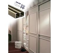 Rail Porte Coulissante Kit de Quincaillerie pour Portes Coulissantes à Double Rail d’Armoire et Placard, Coulisse Montées au Plafond pour Remplacer les Grange Contre(Champagne,5ft/152cm)