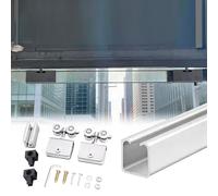 Rail Porte Coulissante Kit de Quincaillerie pour Rail de Porte Coulissante en Verre, Rail en Aluminium avec Poulie Lisse, Quincaillerie pour Portes en Verre Sans Cadre(70in(177.8cm))