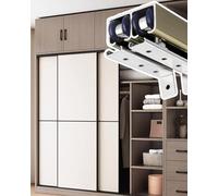 Rail Porte Coulissante Kit de Rails en Aluminium pour Porte Coulissante Double/Penderie, Coulisse Coulissante à Roulettes, Kit de Rails pour Porte de Placard(Champagne,160cm/62.9inch)