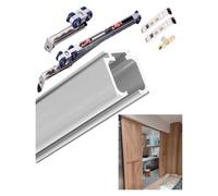Rail porte coulissante Kit De Rails For Portes Coulissantes, Système Fermeture En Douceur Grange, Porte Garage Au Plafond, Suspension Panneaux Pliants/portes Pliantes, Quincaillerie(Silver,6FT/183cm)