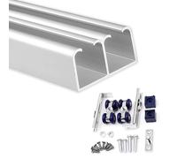 rail porte coulissante Kit de Rails Pour Porte Coulissante EncastréE au Plafond, Rails Robustes pour Double Coulissante Placard, Kit de Quincaillerie Porte Sans à-Coups(Silver,150cm/59.1in)
