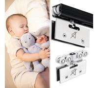 rail porte coulissante Kit de Rails pour Portes Coulissantes en Verre Silencieux, Ensemble de Roulettes de Guidage pour Portes Coulissantes à Montage SupéRieur(Black,80cm/31.5in)