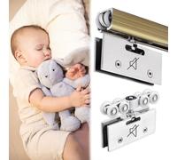 rail porte coulissante Kit de Rails pour Portes Coulissantes en Verre Silencieux, Ensemble de Roulettes de Guidage pour Portes Coulissantes à Montage SupéRieur(Champagne,80cm/31.5in)