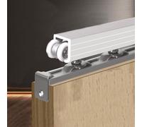 Rail porte coulissante Kit Garde-corps Porte Grange Extérieure, Quincaillerie Portes Pliantes, Rail Simple Avec 12 Roulettes En Nylon, Alliage D'aluminium Qualité Commerciale(300cm/9.8ft)