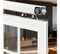 Rail porte coulissante Kit Quincaillerie Porte Grange Coulissante À Double Rail 2 Portes, Montage Mural Et Plafond Découpable Avec Système Fermeture En Douceur, Rails Dissimulés(13ft/396cm)