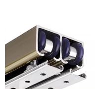 Rail porte coulissante Kit Quincaillerie Porte Grange Coulissante À Double Rail, Montage Au Plafond, Système Fermeture En Douceur, Avec Roulettes Nylon(52in/132cm)