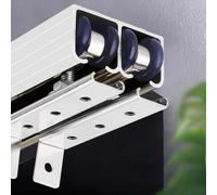Rail porte coulissante Kit Quincaillerie Portes Coulissantes À Double Rail, Qualité Commerciale, Rails En Aluminium Blanc Silencieux Et Fluides - Personnalisation Et Bricolage Faciles(170cm(5.6ft))