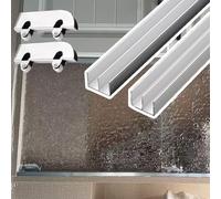 Rail Porte Coulissante Kit Rails Légers Portes Coulissantes Placard Système 2 Portes, Kit Quincaillerie Rails Portes Vitrine, Quincaillerie Portes Verre Fin, Panneaux Acryliques(2.4m (7.9ft))