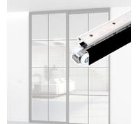 Rail porte coulissante Quincaillerie De Montage Au Plafond Pour Porte De Grange Black Box Rail Bypass, Rail En Aluminium Robuste Avec 12 Roulettes En Nylon, Fermeture En Douceur(16.5ft(503cm))