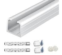 Rail porte coulissante Quincaillerie De Rail De Porte De Placard Avec Roulettes, 100 140 150 200 240 300 320 400 Cm Système De Rail De Porte Coulissante Invisible, Kit De Rail De Boîte(White,200cm/6.6