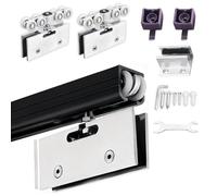 rail porte coulissante Quincaillerie et Rail pour Porte de Placard Coulissante, Kit de Rail pour Porte Vitrée, Quincaillerie de Réparation Rail Porte Coulissante Douceur(Black,80in/203cm)