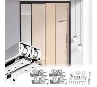 Rail Porte Coulissante Rail Coulissant à Fixation Plafond pour 2 Portes, Ferrure de Remplacement pour Portes Coulissantes en Dérivation, Rail de Porte de Garage Fluide et Silencieux(Silver,2m(6.6 ft))