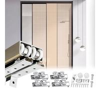 Rail Porte Coulissante Rail Coulissant à Fixation Plafond pour 2 Portes, Ferrure de Remplacement pour Portes Coulissantes en Dérivation(Champagne,3.6m(11.8 ft))
