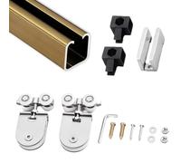 rail porte coulissante Rail Coulissant en Aluminium pour Douche, 120, 150, 180, 200, 240 cm Rail Coulissant pour Porte en Verre avec Kit de Remplacement(Champagne,80in/203cm)