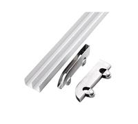 Rail Porte Coulissante, Rail Coulissant pour vitrine - Rails en Aluminium à Double Canal pour Portes en Verre Acrylique de 5 à 8 mm, Guide à rainures de Montagne avec Galets Anti-Saut
