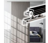 Rail porte coulissante Rail De Porte Commercial En Aluminium Avec Fermeture En Douceur, Robuste, Capacité De 200 Kg/441 Lb, Système De Quincaillerie Pour Magasins/garages(6.6ft(201cm))