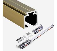 rail porte coulissante Rail de Porte Coulissante avec Mécanisme de Fermeture en Douceur, Rail de Porte Coulissante Robuste, Quincaillerie Porte Placard Coulissante(Champagne,85in/216cm)