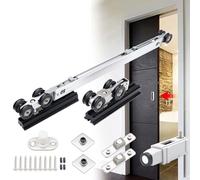 Rail Porte Coulissante Rail de Porte Coulissante Dissimulé à Ouverture Par Clic, Quincaillerie pour Porte Escamotable avec Amortisseur de Fermeture, Rail Noir, Kit Pour Porte de Placard(8.3ft(253cm))