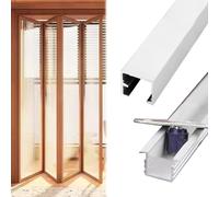 Rail Porte Coulissante Rail de Porte Coulissante Intérieure avec Rail au Sol, Kit de Quincaillerie Robuste pour Porte de Grange Coulissante, Kits de Portes Escamotables(2m/79in track for 2 doors)