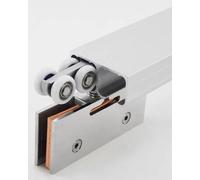 Rail Porte Coulissante Rail de Porte Double en Verre de 30 45 50 61 76 122 152 cm, Guide De Remplacement pour Porte de Douche Moustiquaire, Système de Rail pour Porte Vitrée(74inch/187.9cm)