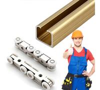 rail porte coulissante Rail De Remplacement De Rouleaux De Porte Escamotable, Kit De Quincaillerie Coulissante Pour Porte De Placard Silencieuse Avec Poulie(Gold,100cm/39.3")