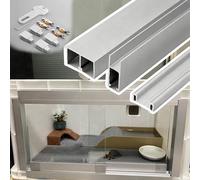 Rail Porte Coulissante Rail Double Personnalisable Porte Vitrée Vitrine, Kit Quincaillerie Autocollante Porte Placard, Rail Métallique Coulissant pour Panneau Acrylique(3.4m (11.2ft))