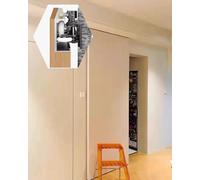 Rail Porte Coulissante Rail Invisible pour Porte Coulissante Sans Rail Au Sol, Raccordement Coulissant Invisible à Fermeture Amortie pour Portes Coulissantes(172cm/67.7inch/5.6ft)